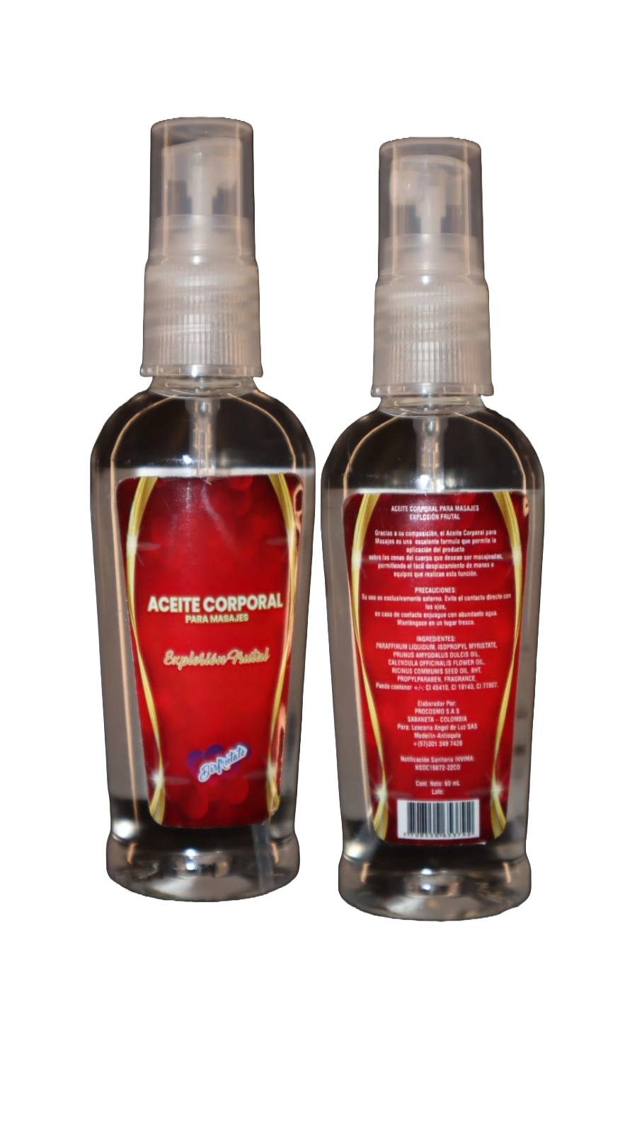 ACEITE CALIENTE EXPLOSIÓN FRUTAL PARA MASAJES CORPORALES 60ML